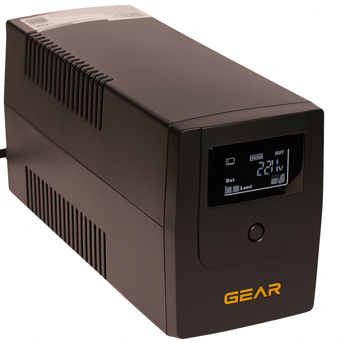 Пристрій безперебійного живлення GEAR 800VA LCD plastic RJ45+USB (GU-800PLCD)