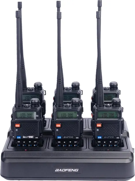 Портативна рація Baofeng UV-5R SIX PACK + зарядний комплект Black (UV-5R_6_6WCBF888S_BL-5)