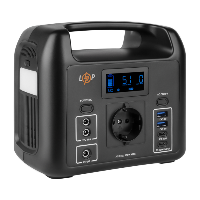 Багатофункціональна портативна зарядна станція LP CHARGER 160 (160W, 204Wh)
