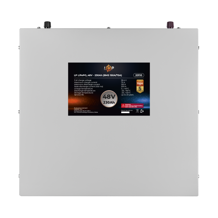 Акумулятор LP LiFePO4 48V (51,2V) - 230 Ah (11776Wh) (BMS 150A/75A) металл