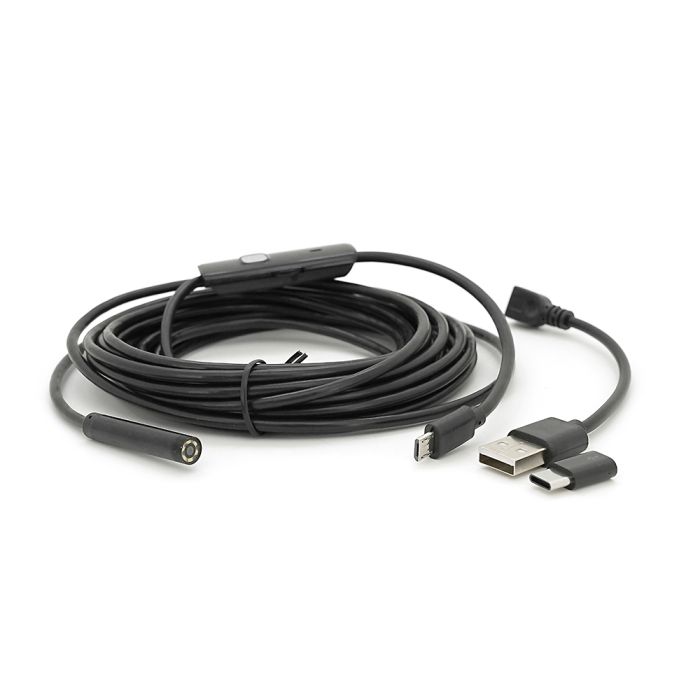Універсальний ендоскоп 3в1 (USB/MicroUSB/Type-C) для смартфона/ПК, камера 5.5мм, м'який кабель 5м, з LED-підсвічуванням, IP67
