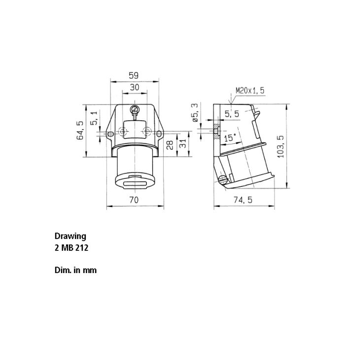 Штекер настінний 16A 3п 6г 230В, IP44, з кришкою, MENNEKES (артикул 847)