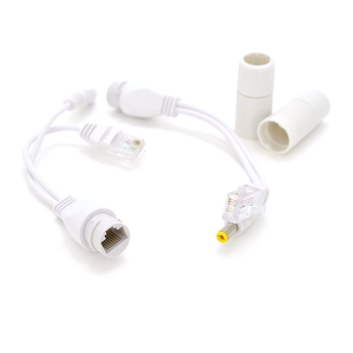Водонепроникний POE сплиттер пасивний (пара) 802.3at (30Вт) з портами Ethernet 10 / 100Mbps, 12V, white, OEM Q50