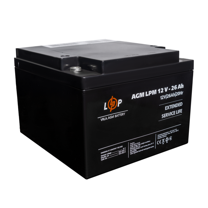 Акумулятор AGM LPM 12V - 26 Ah під болт М5