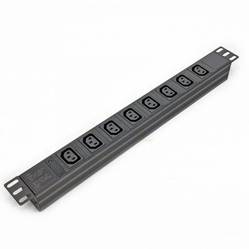 Блок 19" на 8 роз. С13, 10А, з індикат., без шнура, чорний, 1U, Kingda