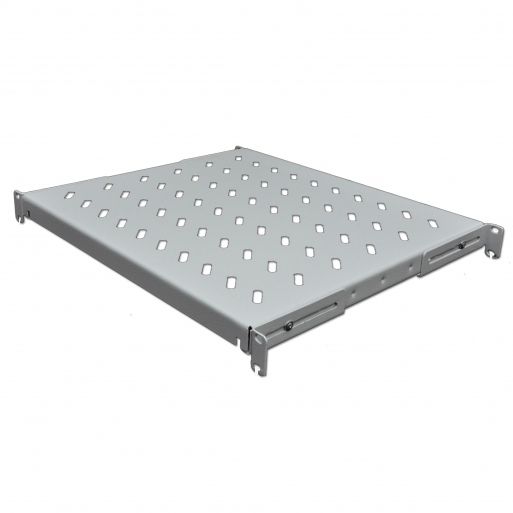 Полка 19" 4 точки кріпл., 400мм глиб., перфорована, сталь, 1,5 мм , сіра
