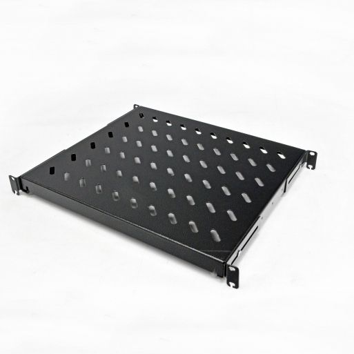 Полка 19" 4 точки кріпл., 400мм глиб., перфорована, сталь, 1,5 мм, чорна