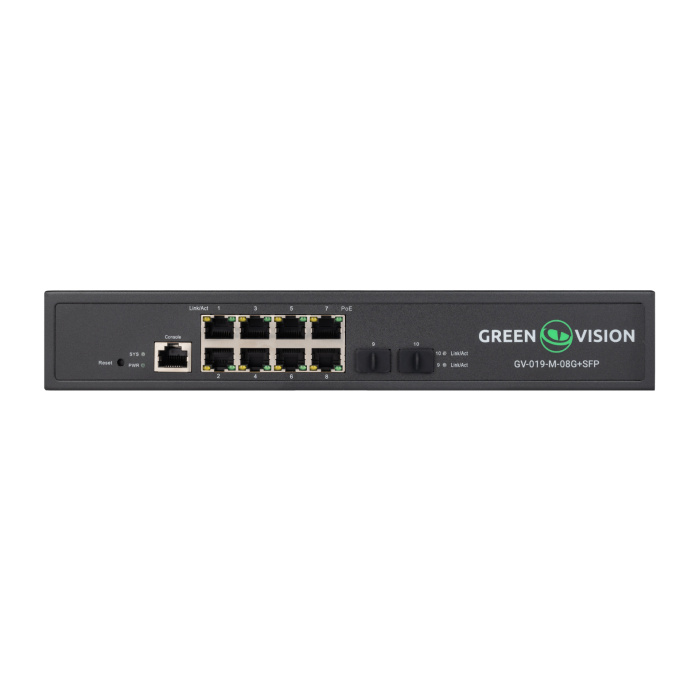 Комутатор мережевий POE GV-019-M-08G+SFP