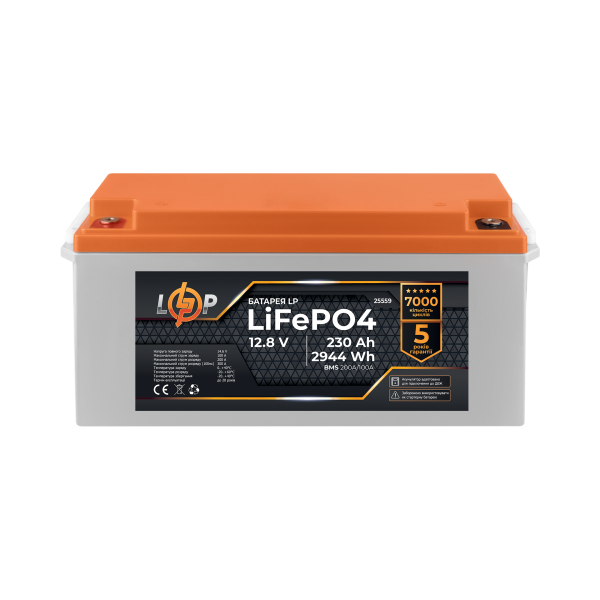 Акумулятор LP LiFePO4 12,8V - 230 Ah (2944Wh) (BMS 200A/100А) пластик Smart BT