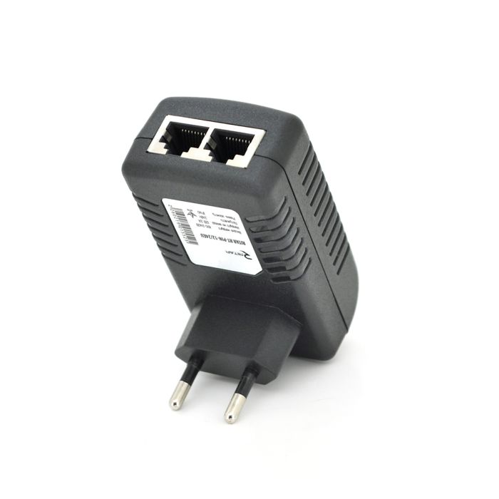 POE інжектор RITAR адаптер 48V 0,5A (24Вт) 2 порти (RG-45 10/100Мбіт/с + RG-45 POE) Євро вилка