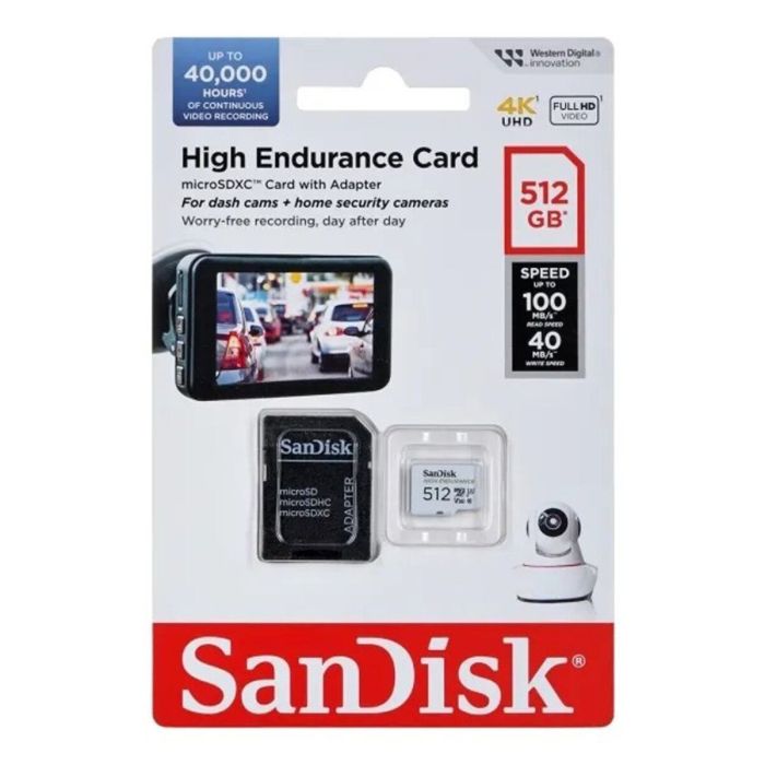 Карта пам'яті microSDXC (UHS-1 U3) SanDisk High Endurance 512Gb class 10 V30 (100Mb/s) (adapterSD) (SDSQQNR-512G-GN6IA)