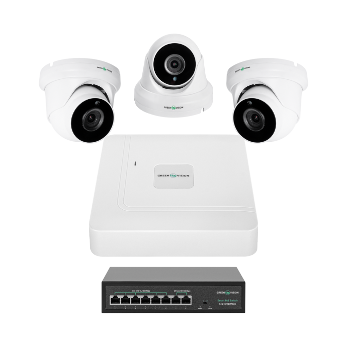 Комплект відеоспостереження на 3 камери GV-IP-K-W81/03 5MP