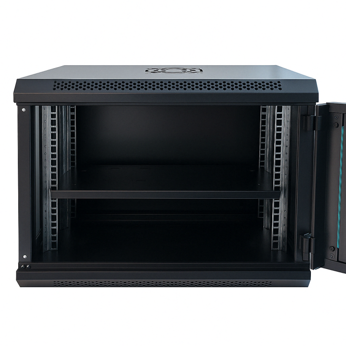 Шафа серверна настінна з полицею GEAR 9U 19'' 600x450x450 Чорна (GWMSN-9U-600-450)