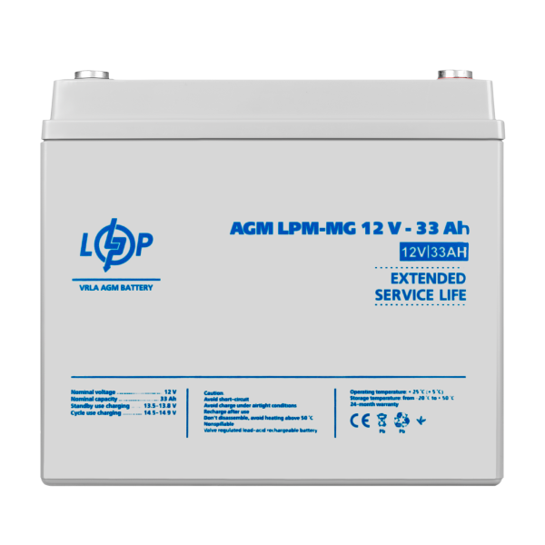 Акумулятор мультигелевий LPM-MG 12V - 33 Ah + справа