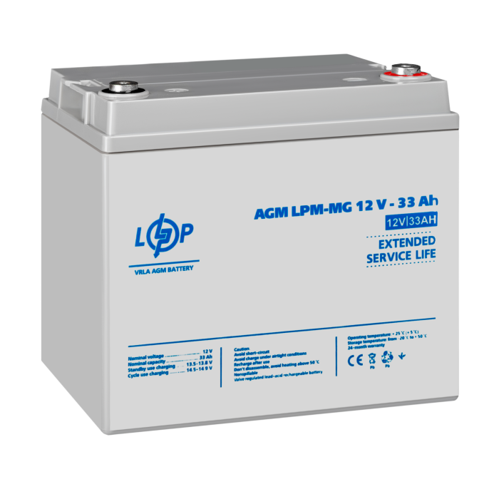 Акумулятор мультигелевий LPM-MG 12V - 33 Ah + справа