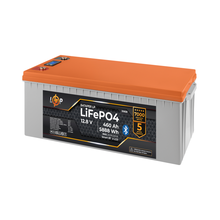 Акумулятор LP LiFePO4 12,8V - 460 Ah (5888Wh) (BMS 200A/200А) пластик LCD Smart BT