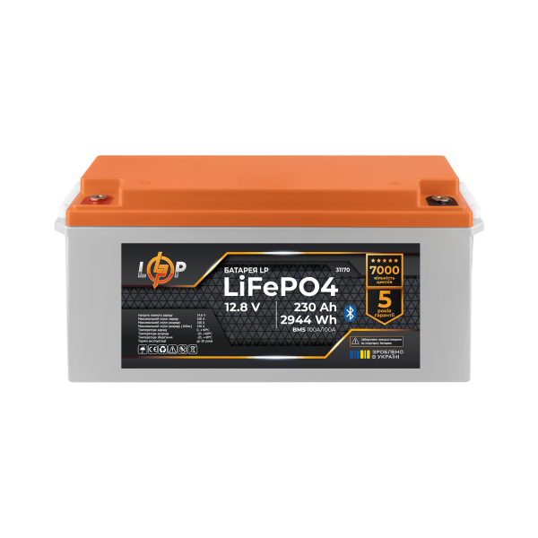Акумулятор LP LiFePO4 12,8V - 230 Ah (2944Wh) (BMS 100A/100А) пластик Smart BT