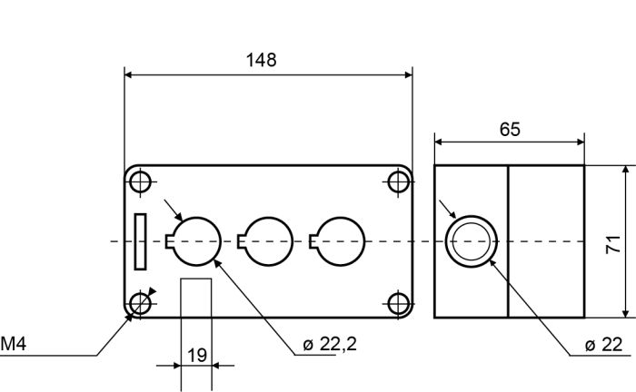 Корпус HJ9-3 (3-місний) жовтий