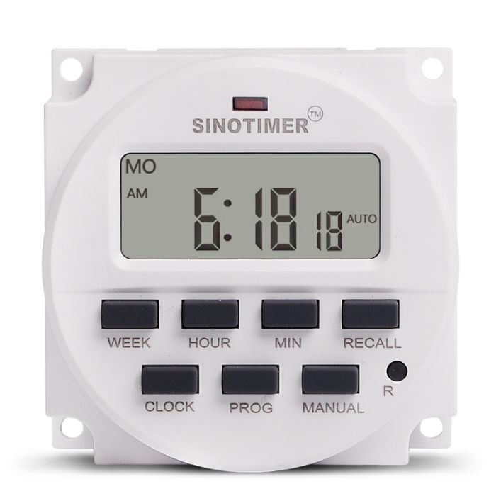 Таймер тижневий Sinotimer TM618H-3, програмований, 16А, 24V, 60х60х30 мм