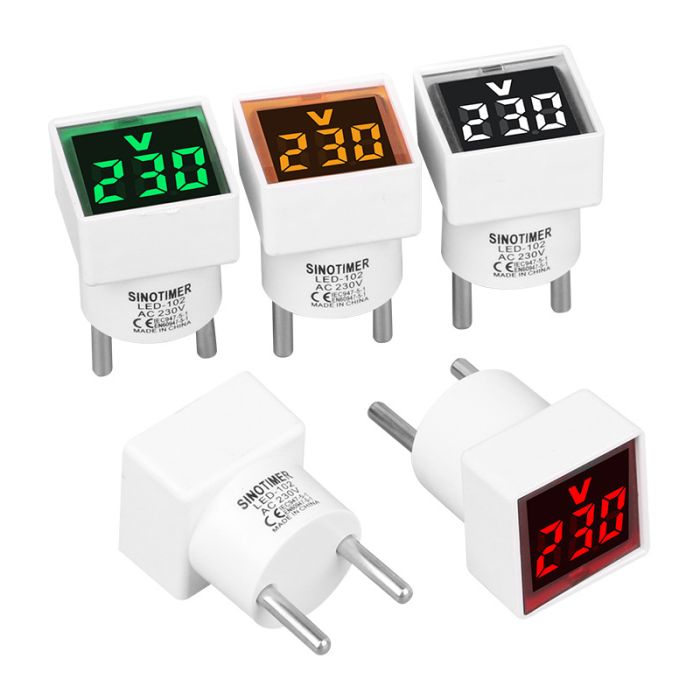 Цифровий вольтметр LED-102, діапазон вимірів 50-380V, White, 30х30х52мм