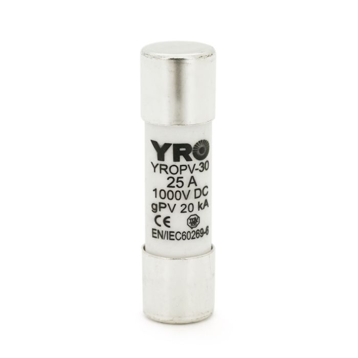 Плавкий запобіжник YROPV-30, 20-25A, 1000Vdc, 10×38mm, постійна напруга, 20 штук в упаковці, ціна за 1 штуку