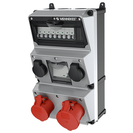 Комбінований модуль AMAXX 390x225 мм з роз'ємами 1xCEE16А5п 1xCEE32А5п 2xSchuko 1xRCD 40А 4п 0,03А 1xMCB32А3п/C 1xMCB16А3п/C 2xMCB16А1п/C IP44 | MENNE, MENNEKES (артикул 930013SI)