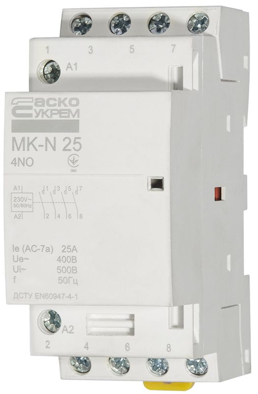 Модульний контактор MK-N 4P 25A 4NO 220V