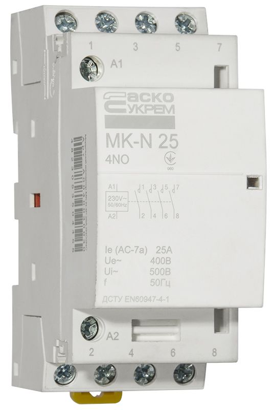 Модульний контактор MK-N 4P 25A 4NO 220V