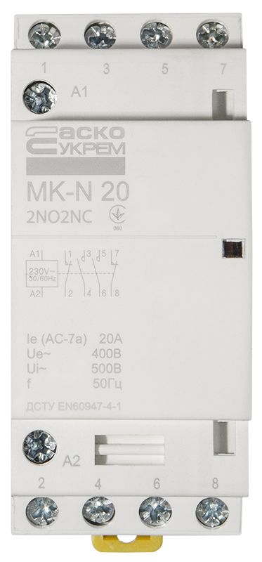 Модульний контактор MK-N 4P 20A 2NO2NC 220V