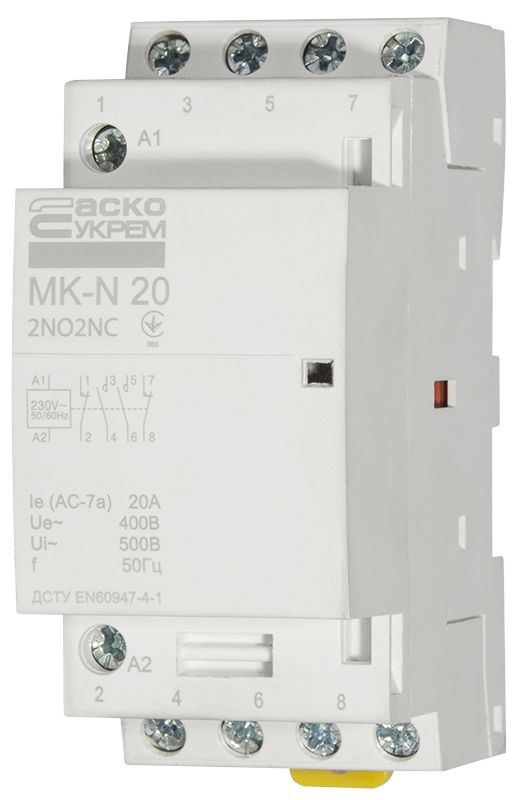 Модульний контактор MK-N 4P 20A 2NO2NC 220V
