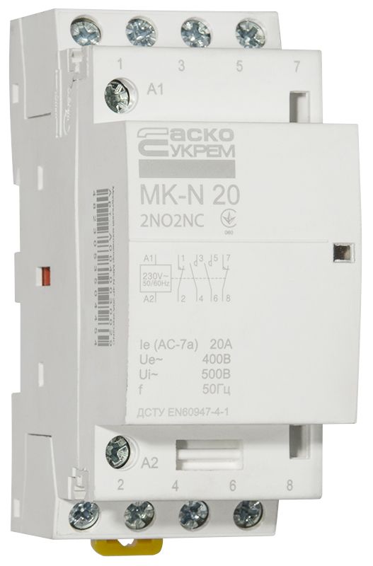 Модульний контактор MK-N 4P 20A 2NO2NC 220V