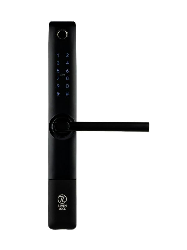 Розумний дверний біометричний замок SEVEN LOCK SL-7762BF black (врізна частина 3585)