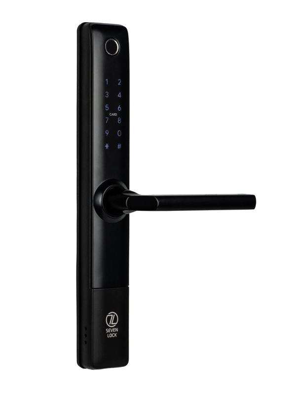 Розумний дверний біометричний замок SEVEN LOCK SL-7762BF black (врізна частина 3585)