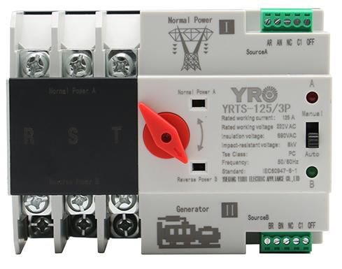 Автомат введення резерву (АВР) триполюсний YRQ2PC-125, 400V/125A на DIN-рейку для генераторів