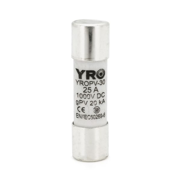 Плавкий запобіжник YROPV-30, 25A, 1000Vdc, 10×38mm, постійна напруга, 10 штук в упаковці, ціна за 1 штуку
