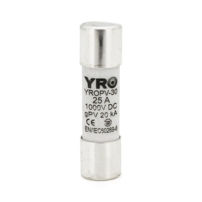 Плавкий запобіжник YROPV-30, 25A, 1000Vdc, 10×38mm, постійна напруга, 10 штук в упаковці, ціна за 1 штуку