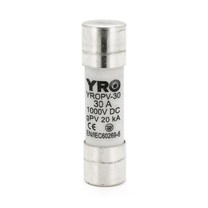 Плавкий запобіжник YROPV-30, 30A, 1000Vdc, 10×38mm, постійна напруга, 10 штук в упаковці, ціна за 1 штуку
