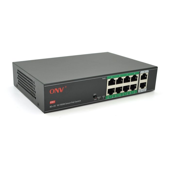 8ми портовий PoE комутатор з автоперезапуском ONV-H1108PSD, 8хРоЕ 100 Мбіт + 2хUplink 100 Мбіт до 250м, IEEE802.3af/at, загальна потужність120 Вт