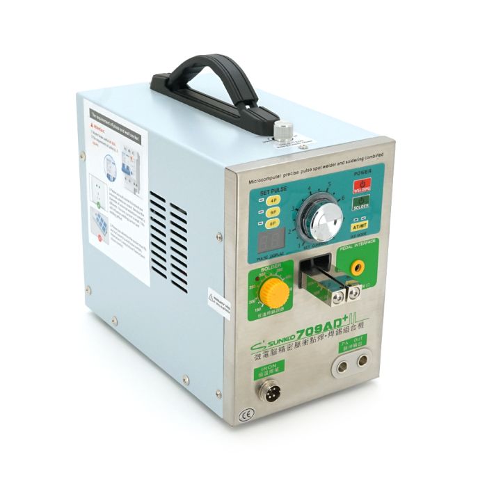 Апарат точкового зварювання конденсаторний SUNKKO S709AD+, Ni-Cd, Ni-MH, Li-Ion, стрічка 0,3 мм, 16 мм2, струм 500А, 220V, 1.6kW