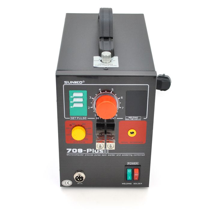 Апарат точкового зварювання конденсаторний SUNKKO S709 PLUS, Ni-Cd, Ni-MH, Li-Ion, стрічка 0,5-0,35 мм, струм 80-800А, 220V, 16 мм2, U=20V, 4.3kW