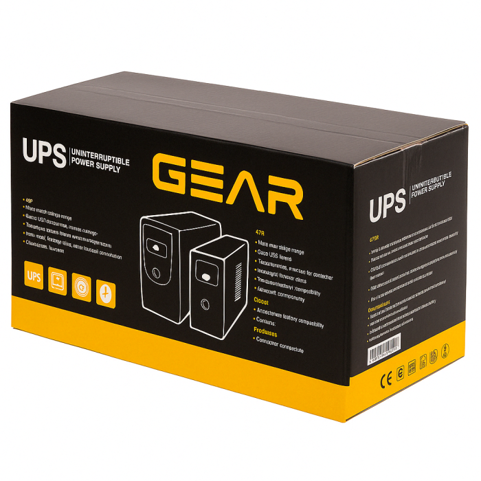 Пристрій безперебійного живлення GEAR 1000VA LCD plastic RJ45+USB (GU-1000PLCD)