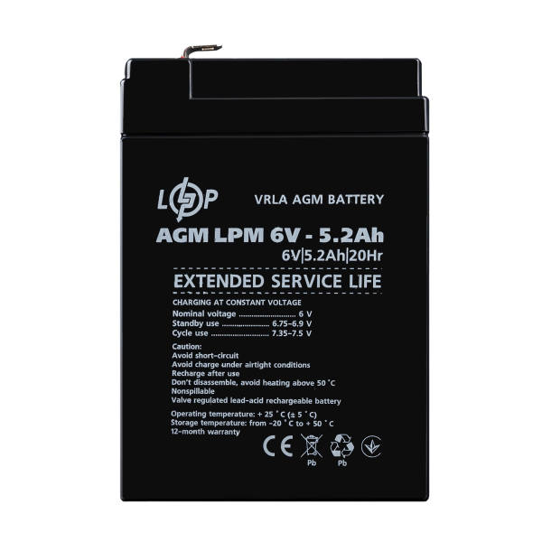 Акумулятор AGM LPM 6V - 5.2 Ah
