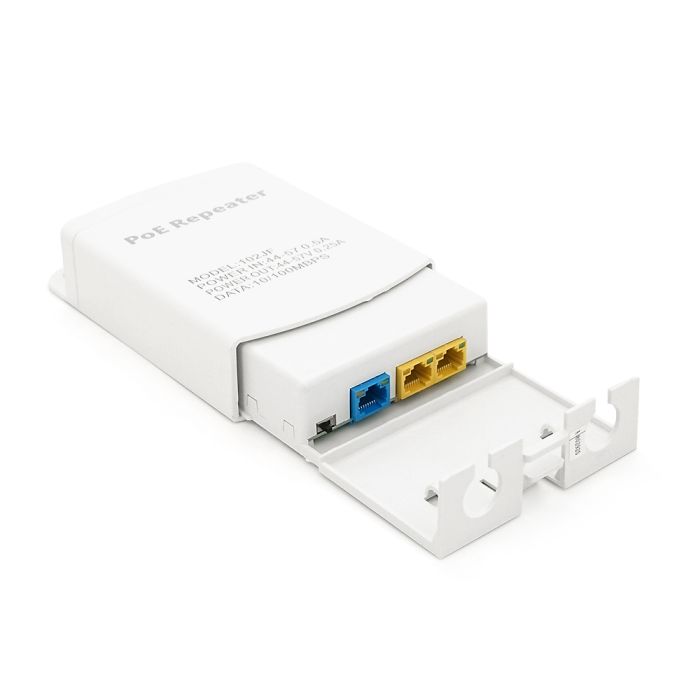 POE подовжувач-дільник вуличний RITAR 1/2 ( 1 Вх -2 Вих, 10/100Mpbs POE ) 44-57V- 24W, Перемикач-100/250метрів, BOX 140x100x35mm, White