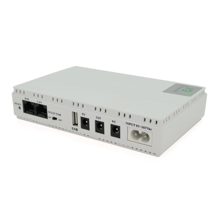 ДБЖ для роутерів/комутаторів DC1018P, 18W, Output: USB-5V, DC-5V/9V/12V, POE-15/24V, 1/2A, Li-ion 10400mAh, 160х105х32мм, 385 грам, 385 грам,