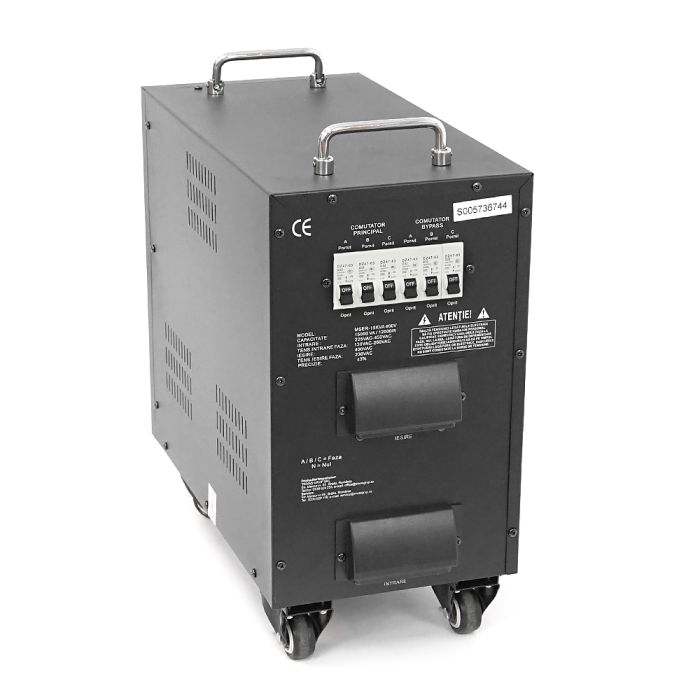 Стабілізатор напруги Conter MSER-15KVA/12KW-400V-V2 трифазний, сервопривід, монтажу підлоги, LED дисплей, діап225-450V, AC400±3%, колодка, 416x219x352 mm, 33.8kg