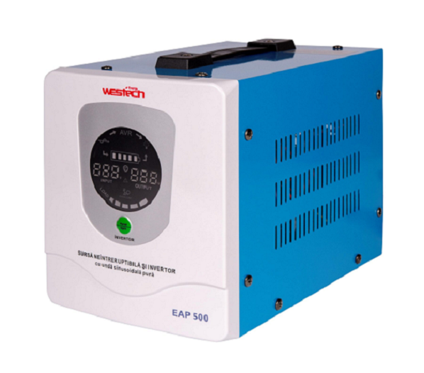 ДБЖ з правильною синусоїдою Westech EAP DUAL ULTIMATE -500VA/300W 12V, однофазний, напольного монтажу, LED дисплей, DC150-270V, AC230±8%, 2*Shuko, Q4