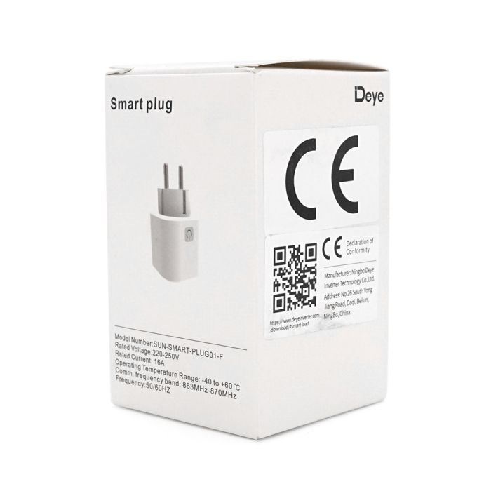 Розумна розетка Deye SUN-SMART-PLUG01-F (протокол LoRa), 230V, 16A, 51,2×51,2×64мм