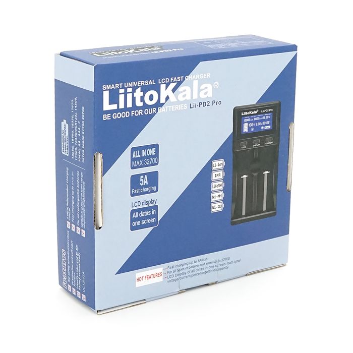 ЗУ універсальне Liitokala PD2 Pro, 2 канали, LCD дисплей, підтримує Li-ion, Ni-Mh/Li-ion/HV/LiFePo4, 220V/12V, Box