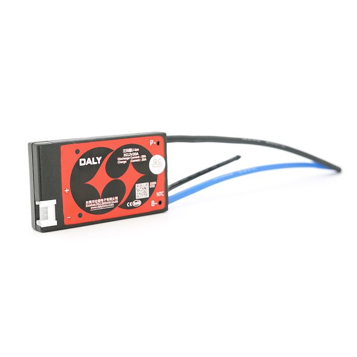 BMS плати Daly 3S12V20A Li-ion 3S. 12V (max.12,6V). Discharge 20A. Charge 20A. Balance 30mA. Common Port (симетрія). IP67. 75x48x14мм