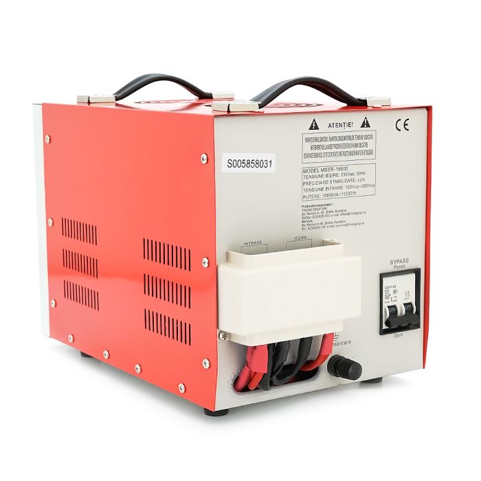 Стабілізатор напруги Conter MSER-15000-V2 трифазний, сервопривід, монтажу підлоги, LED дисплей, діапазон 225-450V, AC400±3%, колодка, 416x219x352 mm, 33.8kg